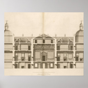 Póster Houghton Hall: section of the West front, engraved
