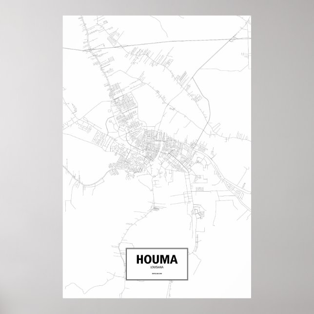 Póster Houma, Louisiana (negro sobre blanco) (Frente)