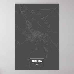 Póster Houma, Luisiana (blanco sobre negro)