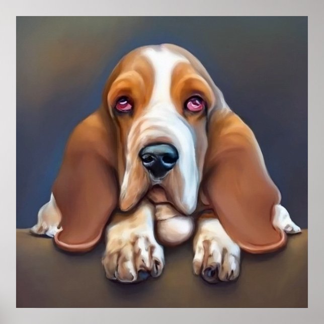 Póster Hound Basset - Retrato de perro (Frente)