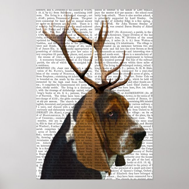 Póster Hound Basset y Antlers (Frente)