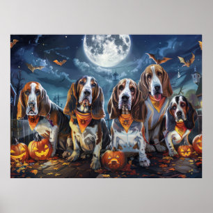 Póster Hound Halloween Basset Spooky