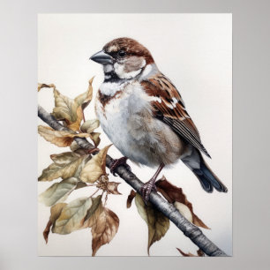 Póster House Sparrow Bird Art Print Poster