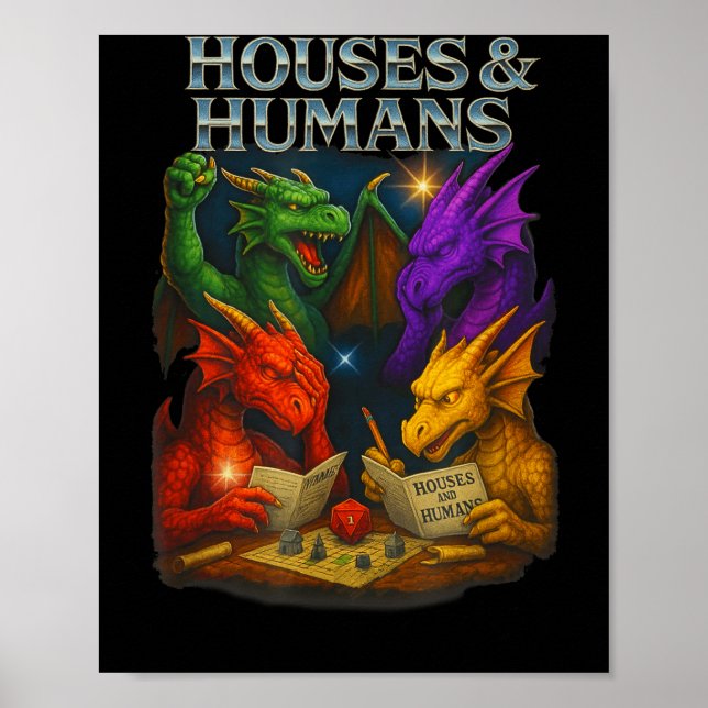 Póster Houses And Humans Funny Novelty Rpg Gamers Men Wom (Frente)
