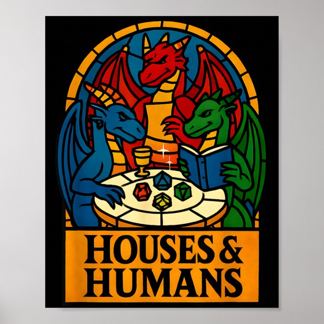 Póster Houses And Humans Funny Rpg Nerdy Gamers Men Women (Frente)