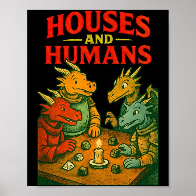 Póster Houses And Humans Gaming Funny Rpg Gamer Men Boys  (Frente)