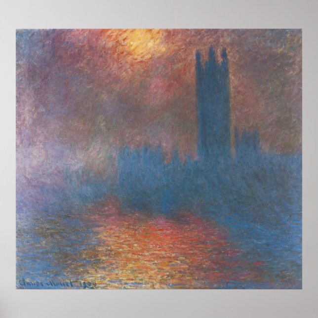 Póster Houses of Parliament, London by Claude Monet (Frente)