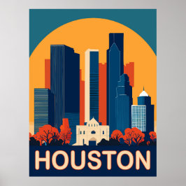Póster Houston, edificios reconocibles, viajes