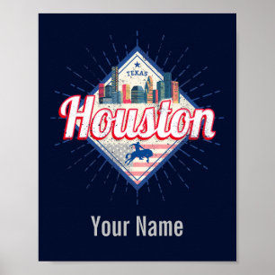 Póster Houston Skyline Texas Estados Unidos Vintage