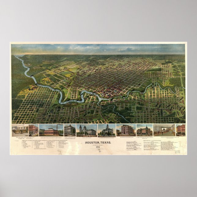 Póster Houston, Texas 1891 (Frente)