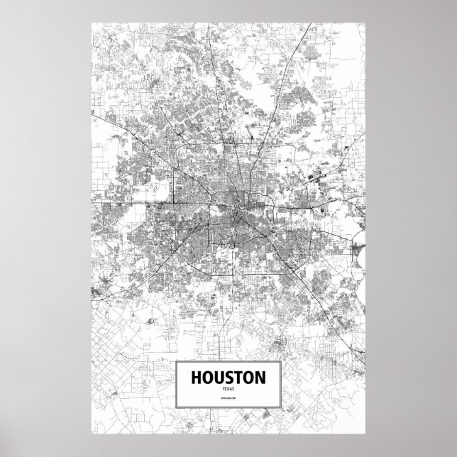 Póster Houston, Texas (black on white) (Frente)