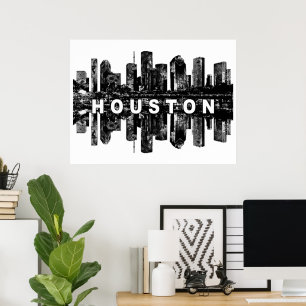 Póster Houston, Texas en Poster de tinta negra