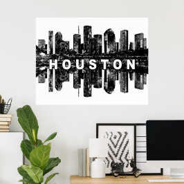 Póster Houston, Texas en Poster de tinta negra