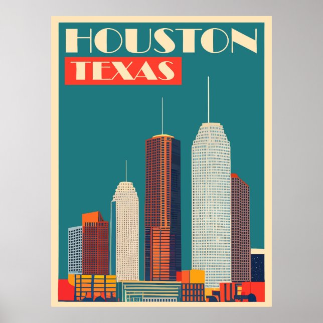 Póster Houston, Texas, Viajes (Frente)