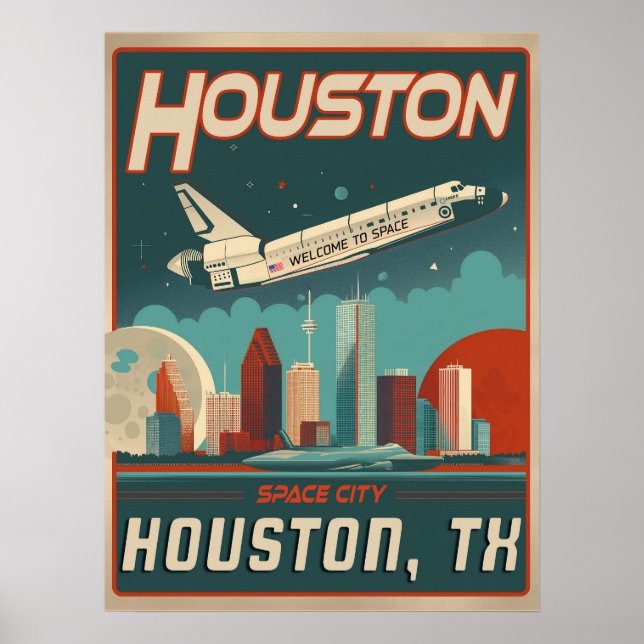 Póster Houston, Texas - Vintage (Frente)