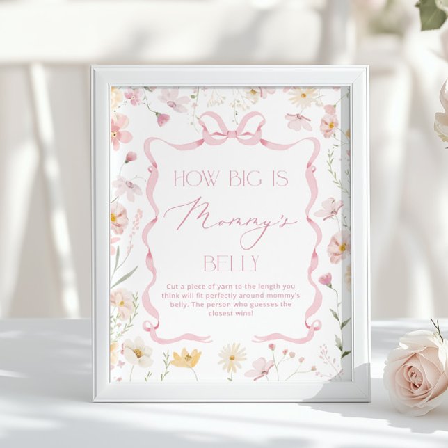 Póster How big is belly Pink Wildflower Baby shower (Subido por el creador)