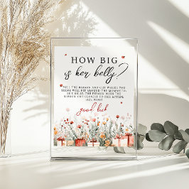 Póster How big is her belly Merry Baby Shower Game sign