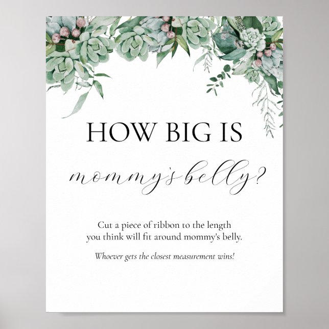 Póster How Big is Mommy's Belly Baby Shower Game Sign (Frente)
