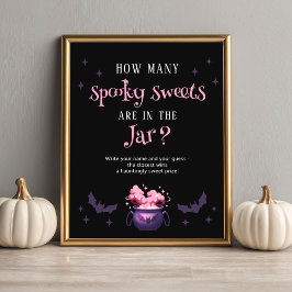 Póster How Many Candies Halloween Baby Shower Game