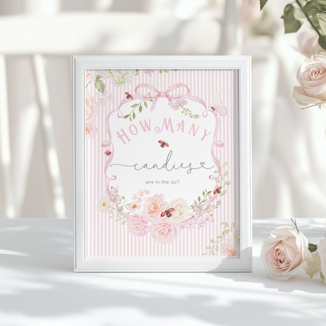 Póster How many candies Love Bug Wildflower Baby Shower (Subido por el creador)