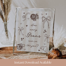 Póster How Many Coffee Beans Guessing Game Sign