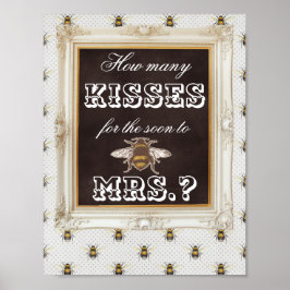 Póster How Many Kisses Bridal Shower Game-back background