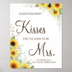 Póster How many kisses for soon to be Mrs shower game Pos