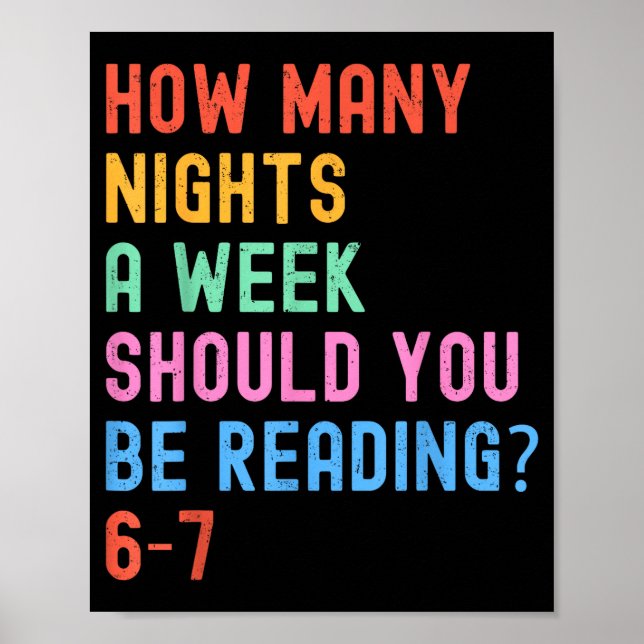 Póster How Many Nights A Week Should You Be Reading 67 Me (Frente)