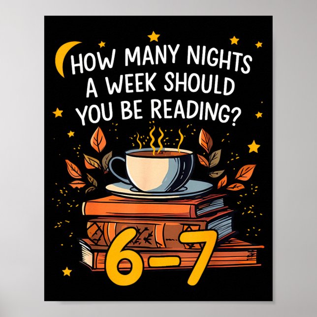 Póster How Many Nights A Week Should You Be Reading 6 7 L (Frente)