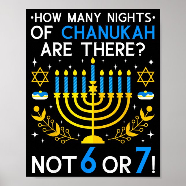 Póster How Many Nights Of Chanukah_ 6 7 Funny Jewish Meme (Frente)