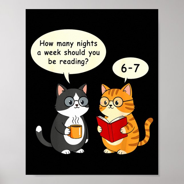 Póster How Many Nights Reading 67 Englieacher Cats Book L (Frente)