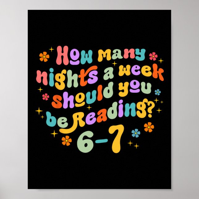 Póster How Many Nights Reading 67 Funny Meme Six Seven Te (Frente)