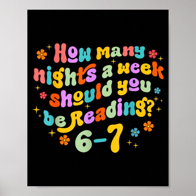 Póster How Many Nights Reading 67 Funny Meme Six Seven Te (Frente)