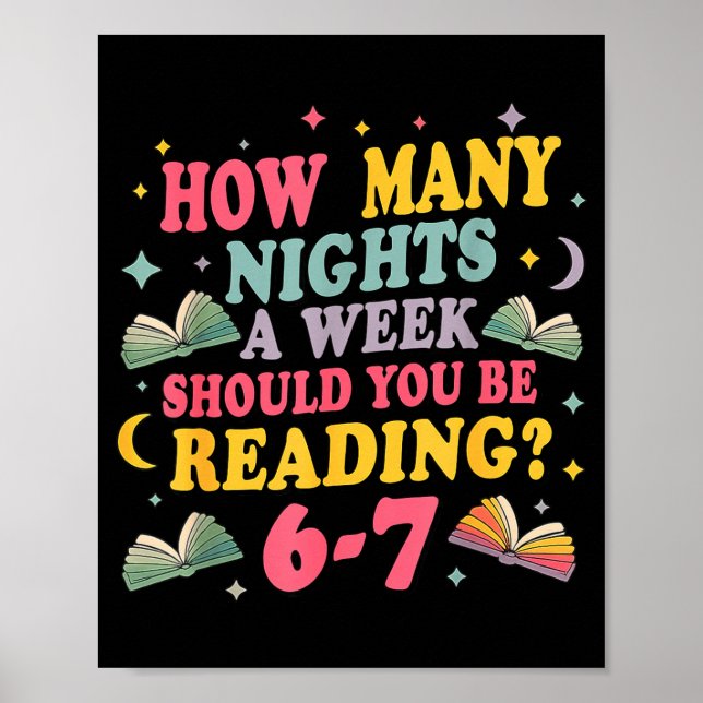 Póster How Many Nights Reading 67 Meme Six Seven Teacher  (Frente)