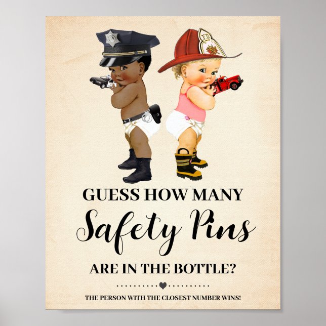 Póster How Many Safety Pins Game Little Recruit Shower (Frente)