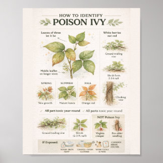 Póster How to Identify Poison Ivy – Educational Botanical