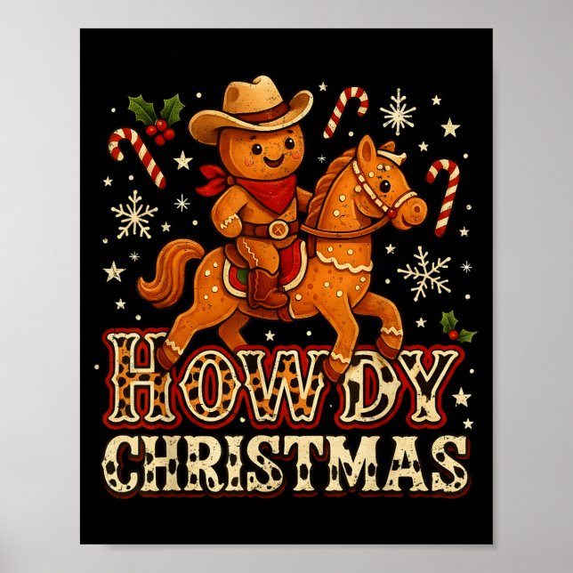 Póster Howdy Christmas Cowboy Gingerbread Design  (Frente)