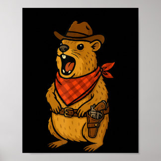 Póster Howdy Cowboy Rock Hyrax Awawa Western Funny 