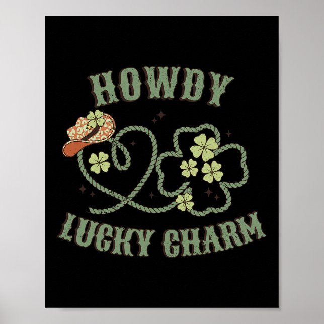 Póster Howdy Lucky Charm Western St Patrick Day Shamrock (Frente)