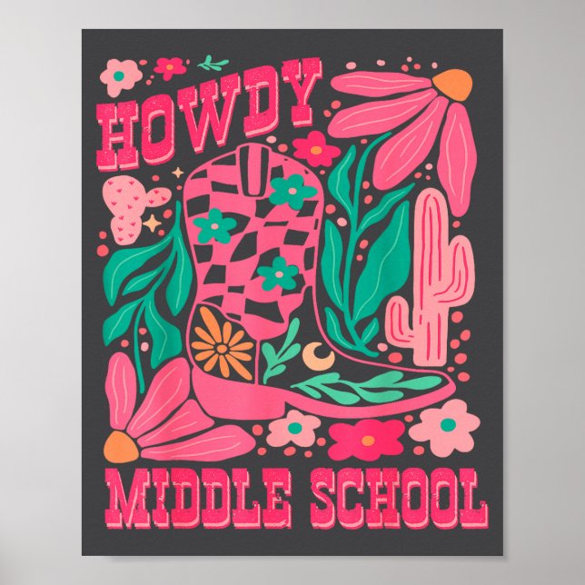 Póster Howdy Middle School Western Girl Country Rodeo Nk  (Frente)