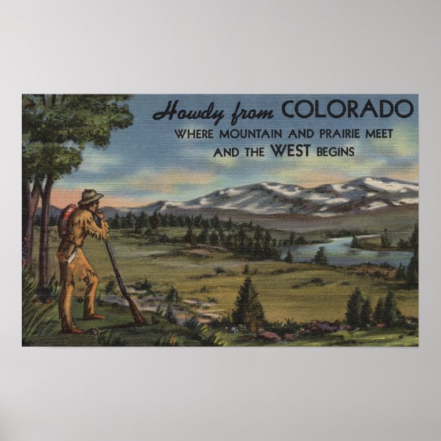 Póster Howdy (Mountain & Prairie Scene) (Frente)
