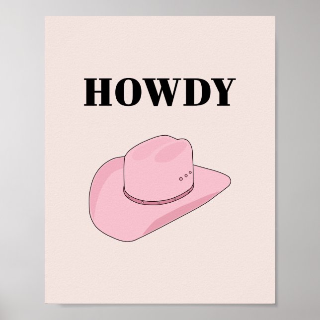 Póster Howdy Pink Cowboy Gorra (Frente)