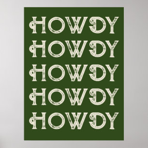 Póster Howdy Typography Western Wall Ranch Cabin Home