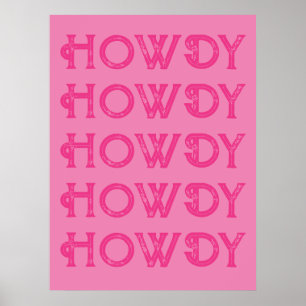 Póster Howdy Typography Western Wall Ranch Cabin Home
