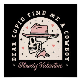 Póster Howdy Valentine cowboy negro oscuro romance gótico