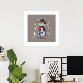 Póster Howdy Winter Cowboy Snowman