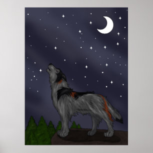 Póster Howling Wolf (Gris)