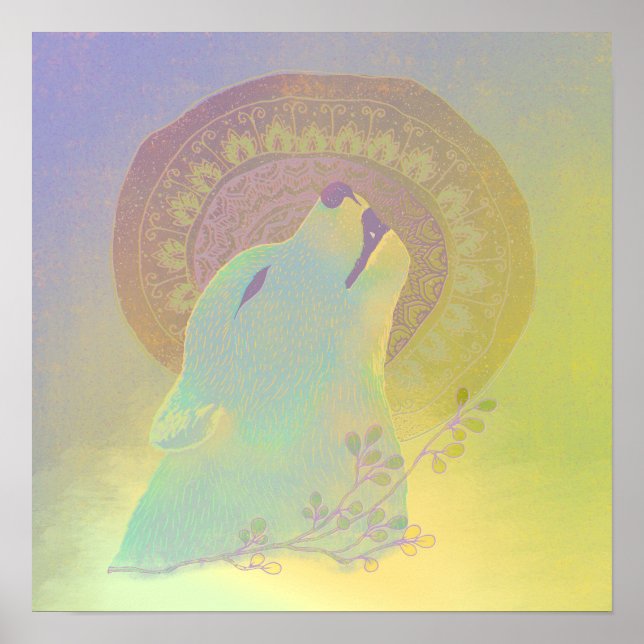 Póster Howling Wolf y Mandala Poster (Frente)