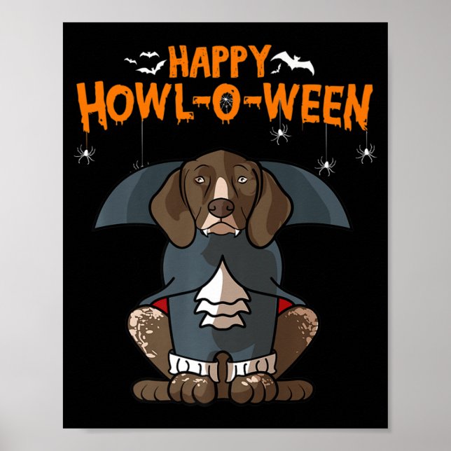 Póster Howloween German Shorthaired Pointer Dog Halloween (Frente)