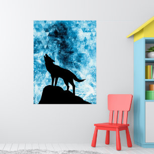 Póster Howter Winter Wolf humo nevado azul Resumen
